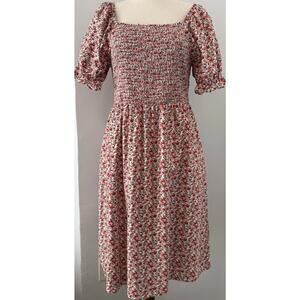NWT Just Found Floral Smocked Midi Dress 1X Puff Sleeve Square Neck Cottagecore